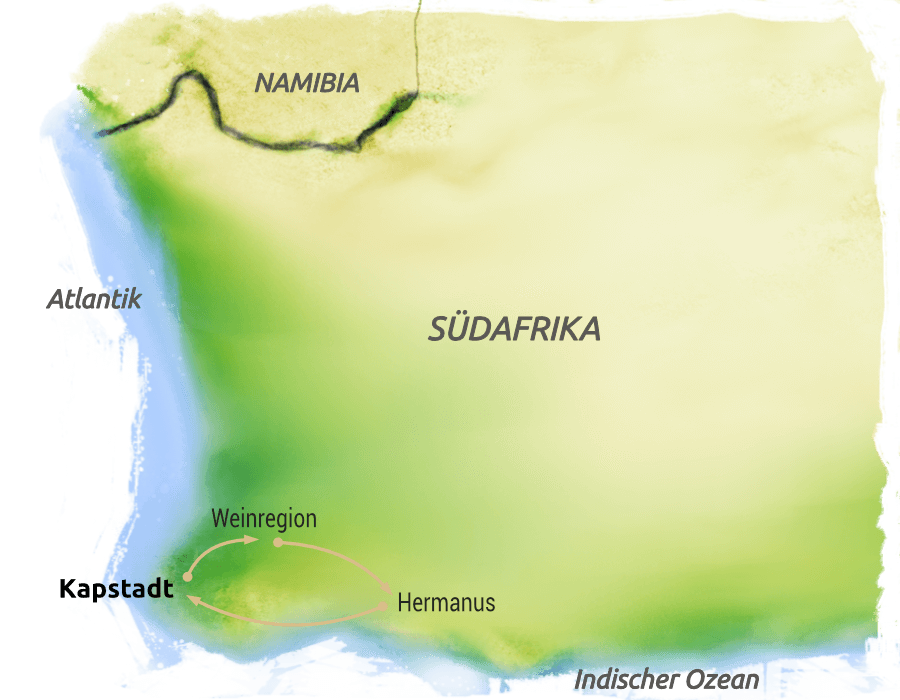 Karte Golfreise Südafrika