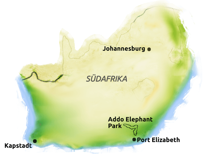 Südafrika Karte mit Addo Elephant Park