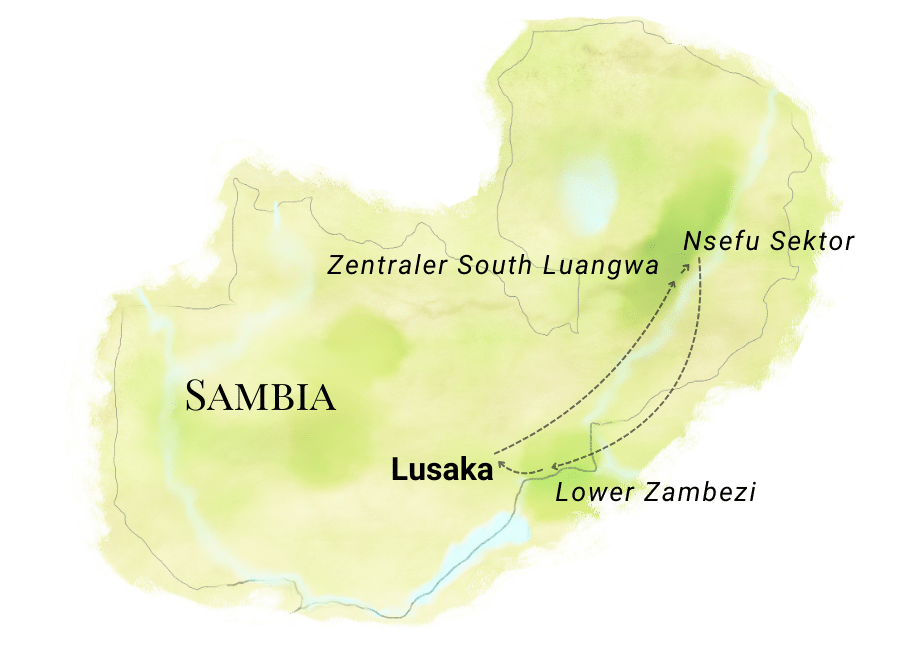 Flugsafari South Luangwa Zambezi Karte